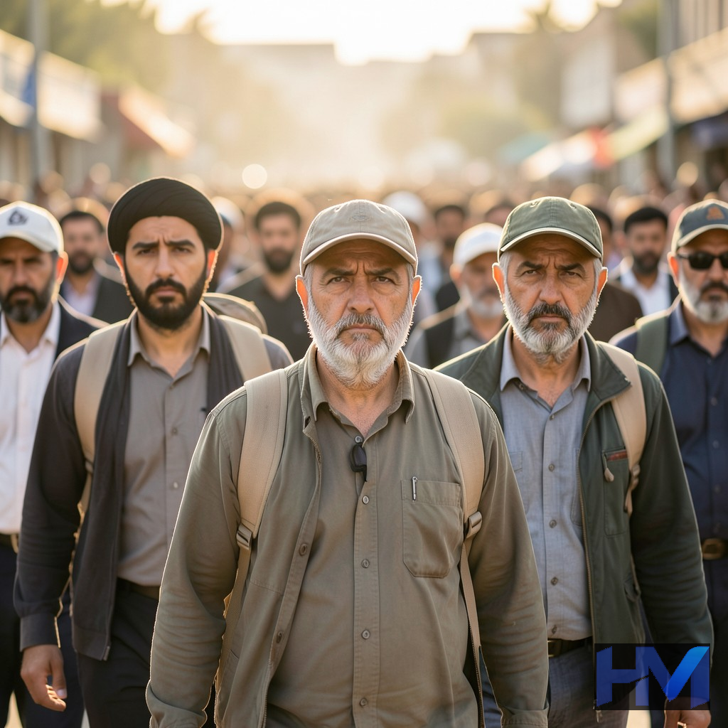 زائران ایرانی در حال پیاده‌روی اربعین با لباس مناسب و کوله‌پشتی سبک