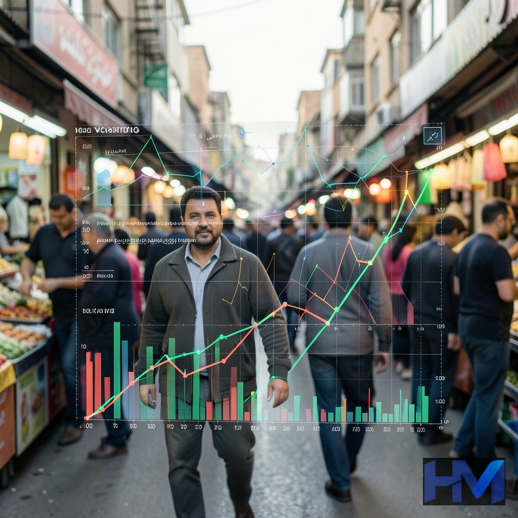 نمودارهای اقتصادی نشاندهنده نوسانات و تورم در اقتصاد ایران