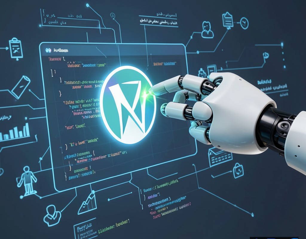 دستیار هوش مصنوعی در حال تعامل با وردپرس