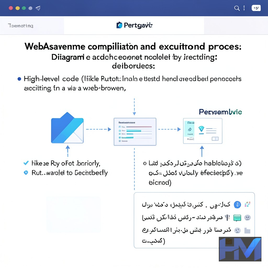 نمایی از فرآیند کامپایل و اجرای کد WebAssembly در مرورگر