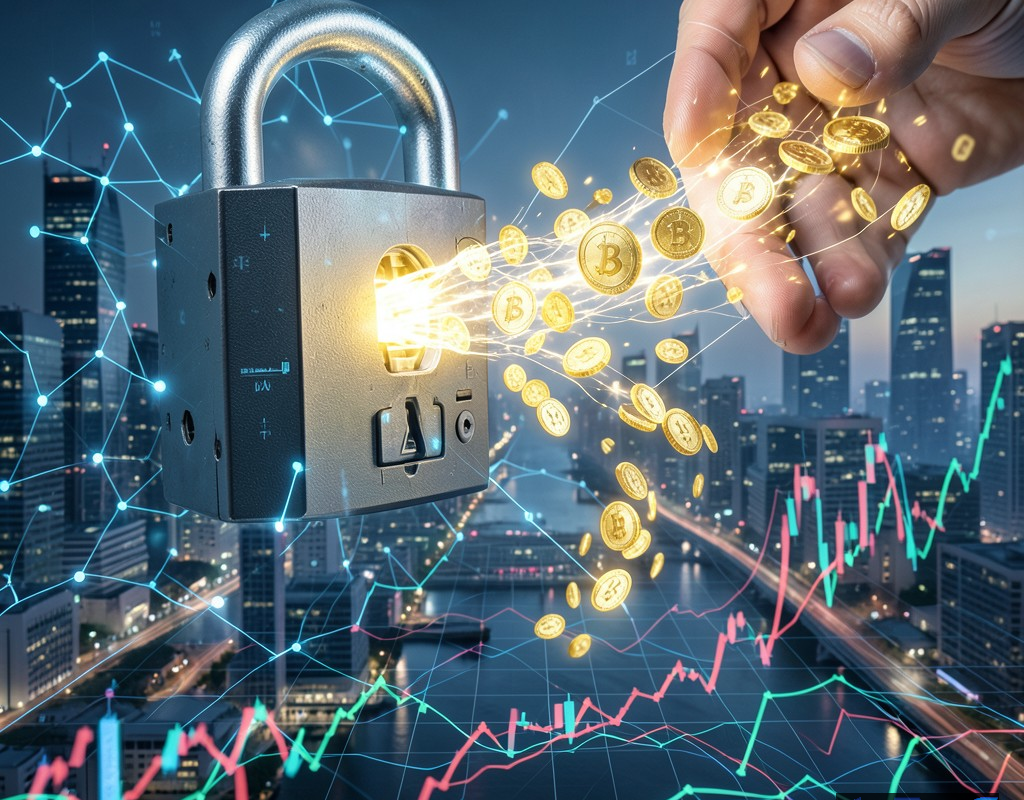 تصویری مفهومی از آزادسازی توکن‌های آربیتروم و تأثیر آن بر نوسانات بازار ارز دیجیتال.