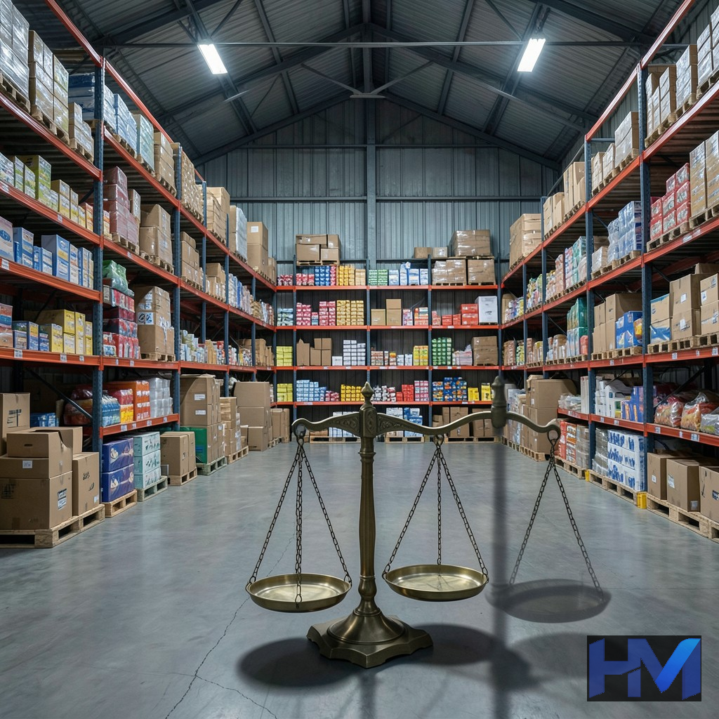 تصویری از احتکار کالا در انبار و نماد قانون