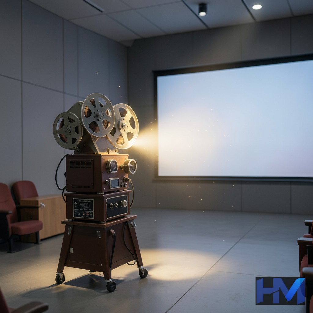 پروژکتور سینما در حال نمایش فیلم، نمادی از آغاز جشنواره