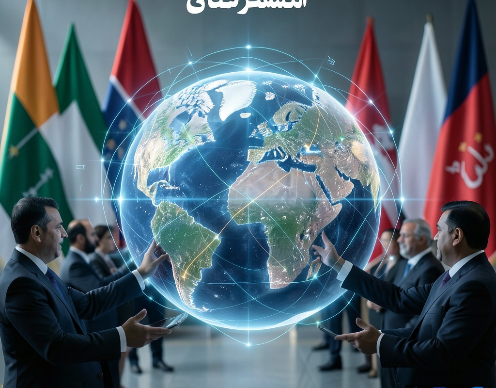 نمایی مفهومی از دیپلماسی هسته‌ای پیچیده میان ایران و قدرت‌های جهانی