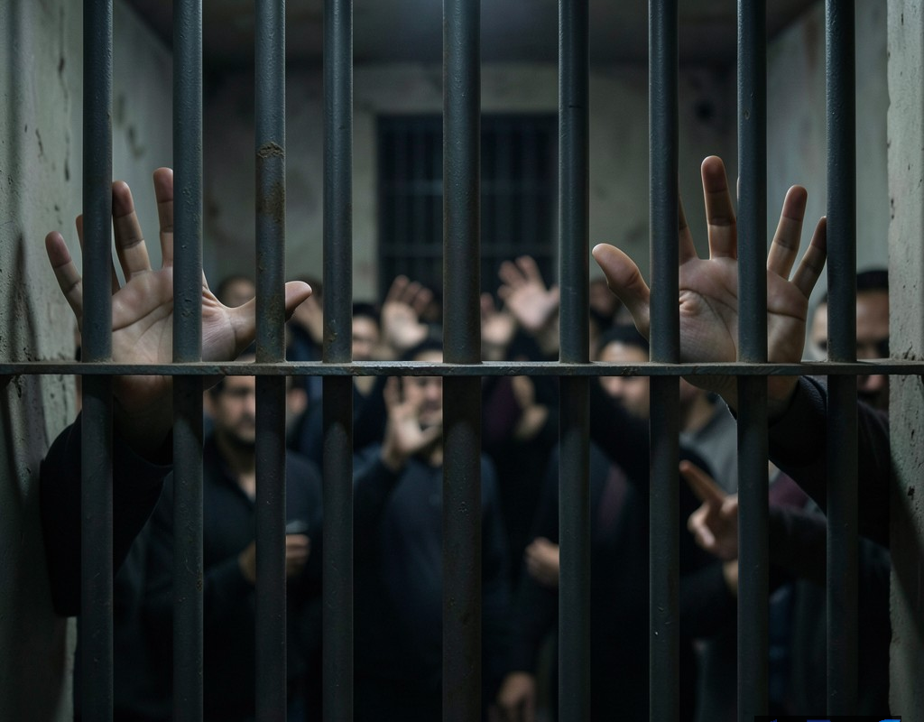 تصویری مفهومی از نقض حقوق بشر و سرکوب در ایران