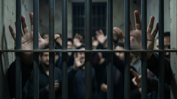 تصویری مفهومی از نقض حقوق بشر و سرکوب در ایران