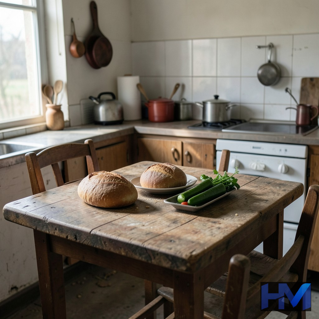 میز غذای ساده با اقلام خوراکی بسیار کم، نشان‌دهنده تغییر الگوی مصرف در اثر فقر