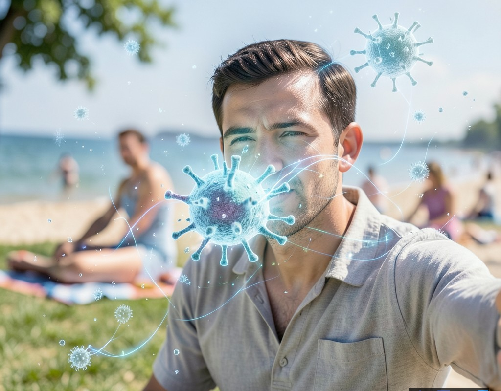 تصویری مفهومی از افزایش شیوع ویروس در محیطهای تابستانی آمریکا