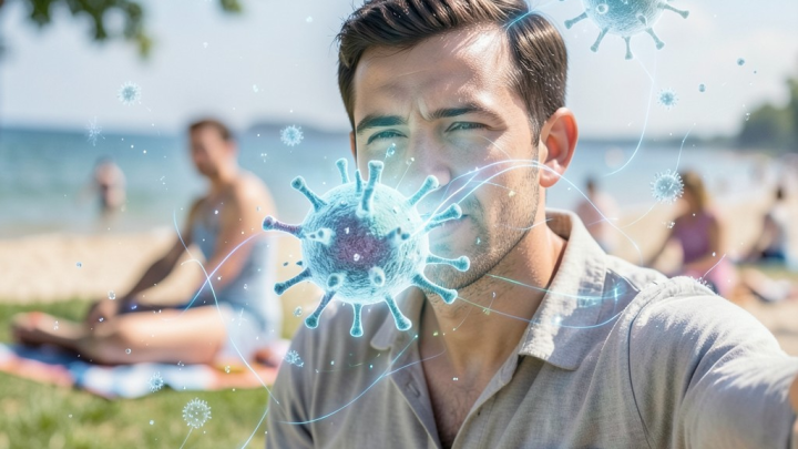 تصویری مفهومی از افزایش شیوع ویروس در محیط‌های تابستانی آمریکا