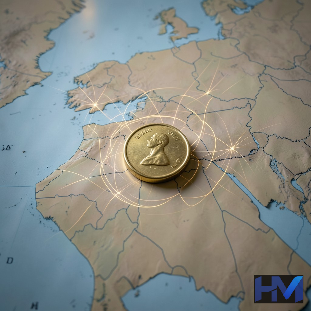 نقشه خاورمیانه با خطوط تنش و نماد اونس طلا