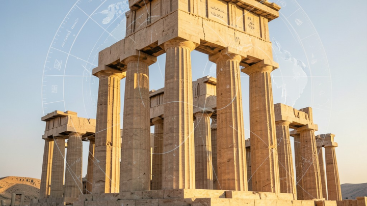 نمایی باشکوه از تخت جمشید در ایران که نمادی از میراث فرهنگی غنی این کشور است.