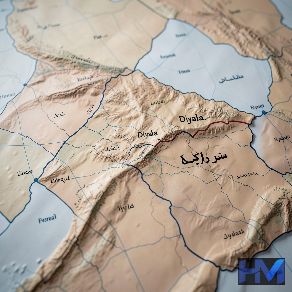 نقشه منطقه عراق و ایران با تمرکز بر استان دیالی