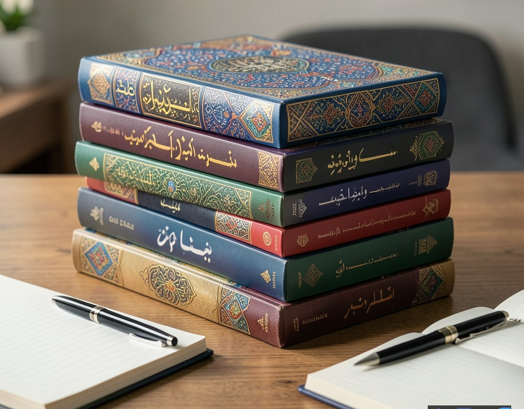 نمایی از رمانهای جدید ایرانی روی میز مطالعه