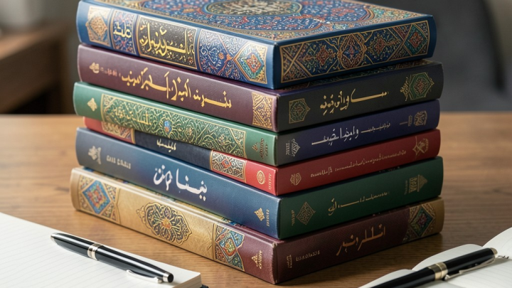 نمایی از رمان‌های جدید ایرانی روی میز مطالعه