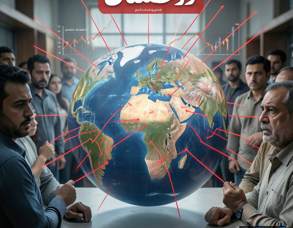 تصویری مفهومی از تاثیر جهانی جنگ ایران بر اقتصاد و زندگی روزمره