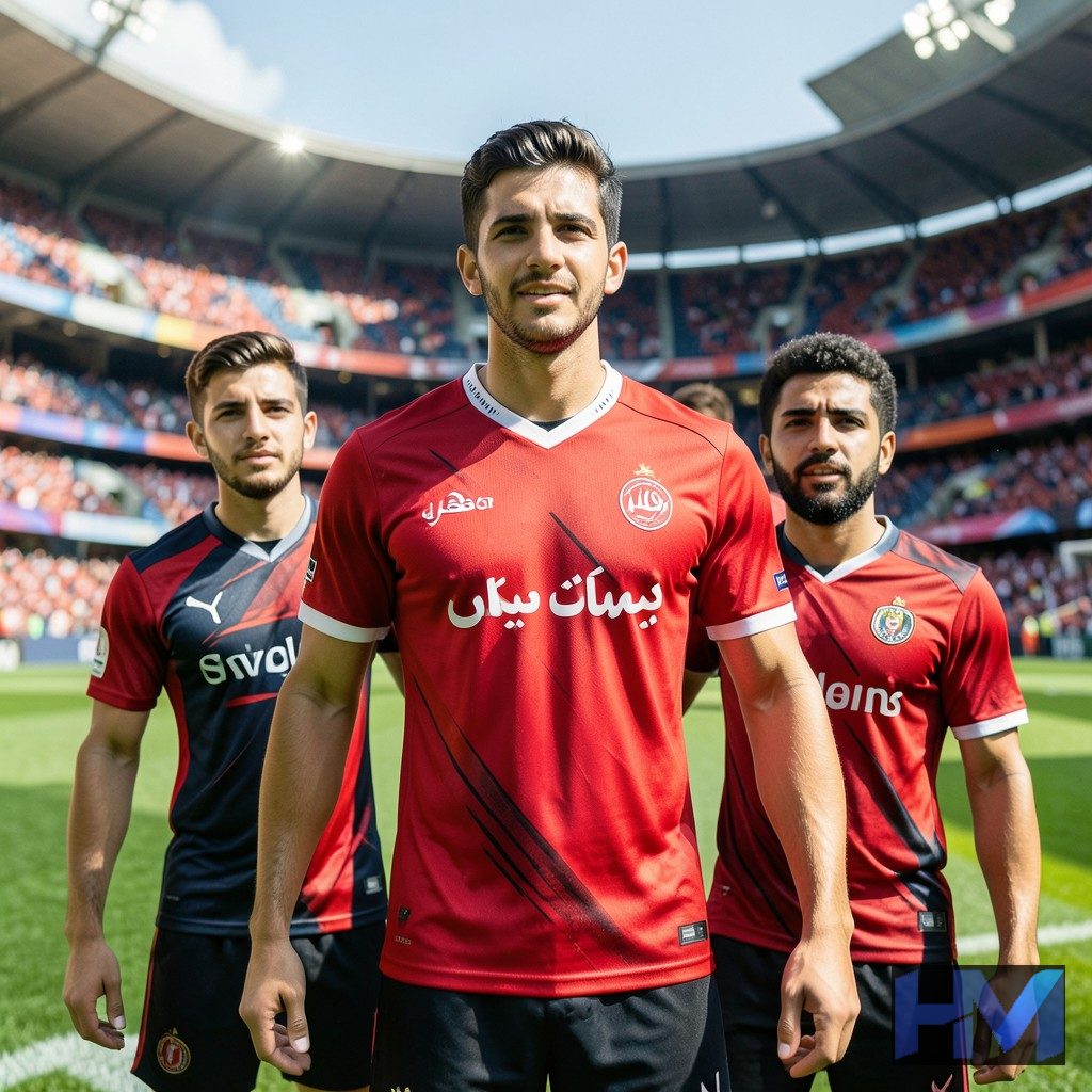 پیراهن قرمز پرسپولیس با نمادی از بازیکنان جدید و جوانگرایی در نقل و انتقالات