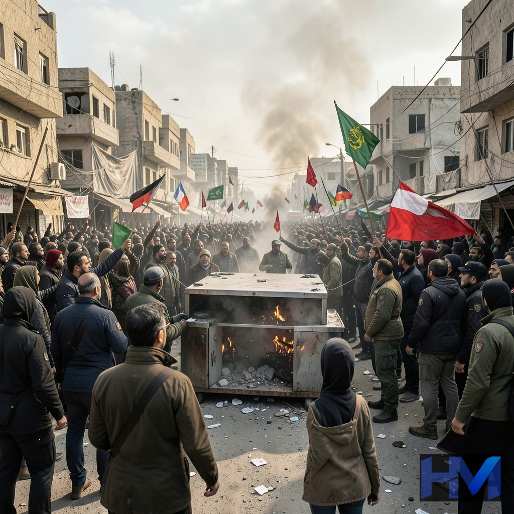 تصویری مفهومی از سرکوب شدید اعتراضات داخلی در یک کشور خاورمیانه