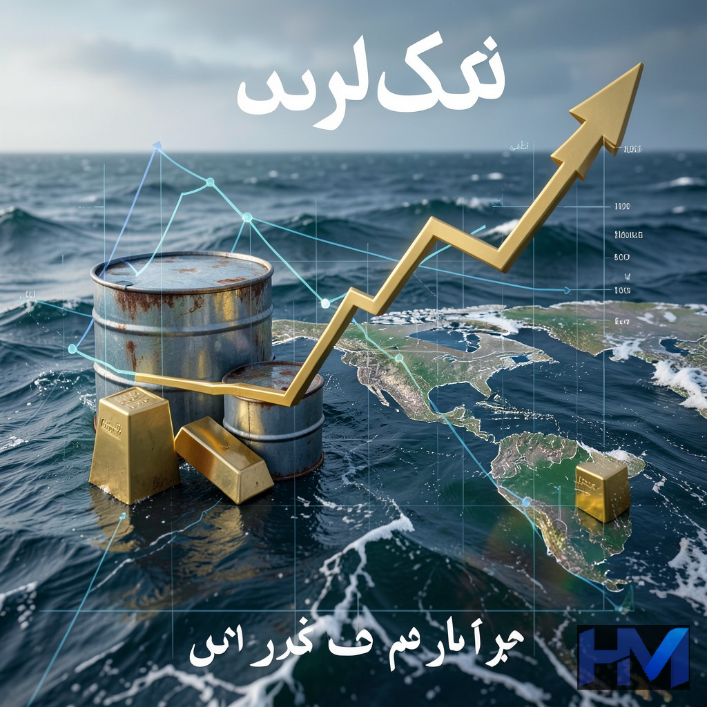 تصویری مفهومی از تأثیر تنشهای نظامی بر بازارهای جهانی نفت و طلا