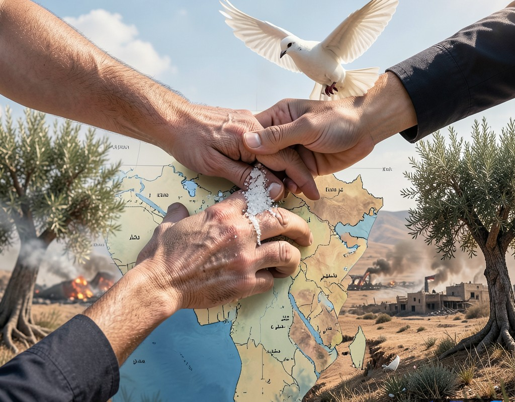 تصویری مفهومی از مذاکرات صلح و تلاش برای حل مناقشه در خاورمیانه