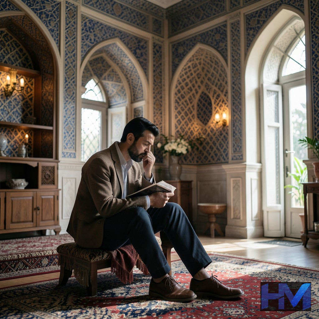 تصویری هنری از احساسات عمیق و دلتنگی در یک فضای ایرانی، نمادی از آهنگ 'درد شیرینی'