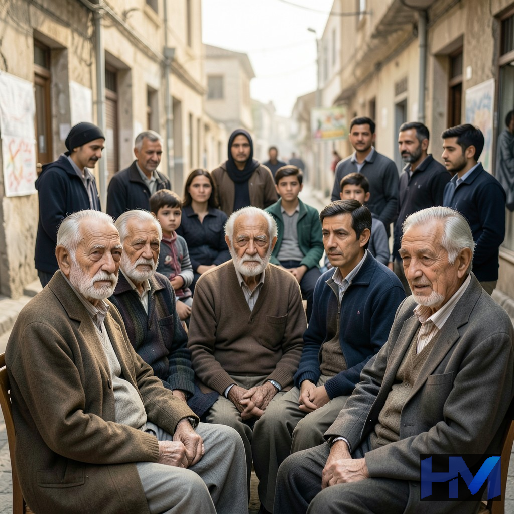 تصویری مفهومی از پدیده سالمندی جمعیت در ایران با نمایش افراد مسن و جوان
