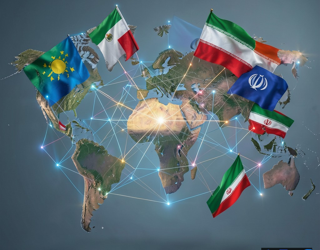 تصویری مفهومی از دیپلماسی جهانی و ارتباطات بین‌المللی ایران در گروه بریکس