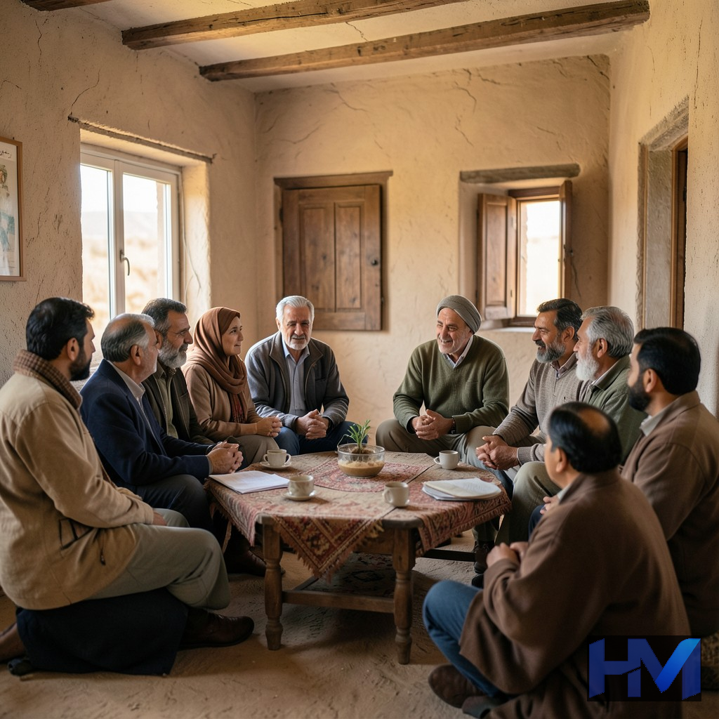 مردم محلی سیستان و بلوچستان در حال گفتگو، نمادی از وحدت و انسجام.