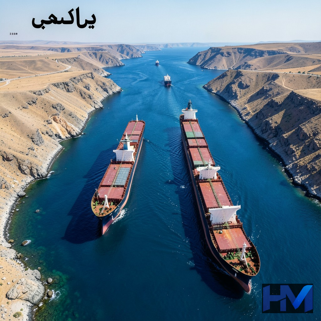 نقشه هوایی تنگه هرمز و مسیرهای کشتیرانی