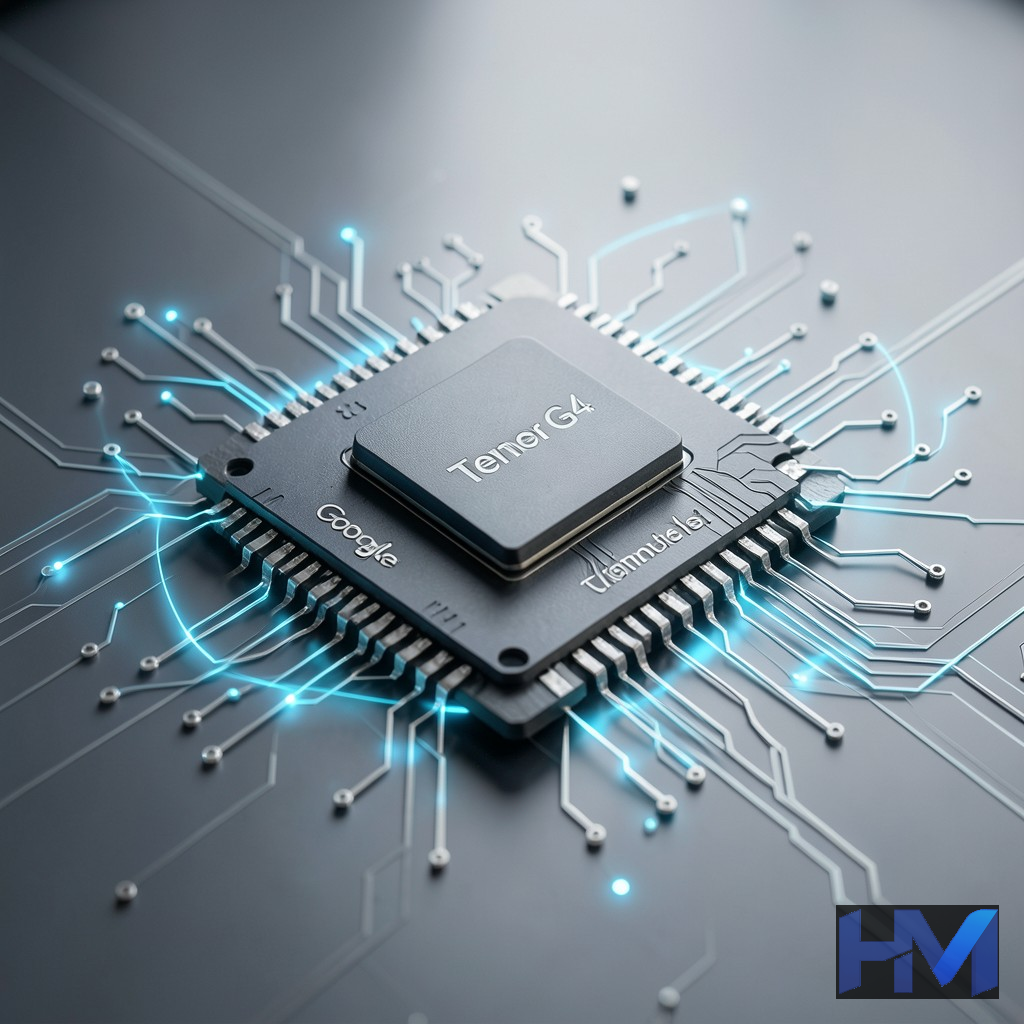 تراشه Tensor G4 گوگل با ساختار CPU و GPU و جریان داده‌های هوش مصنوعی.