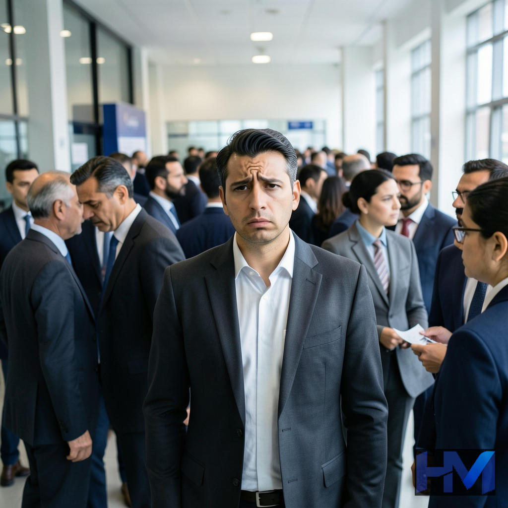 تصویری مفهومی از افراد جویای کار در یک بازار کار دشوار و نرخ بالای بیکاری در ایران