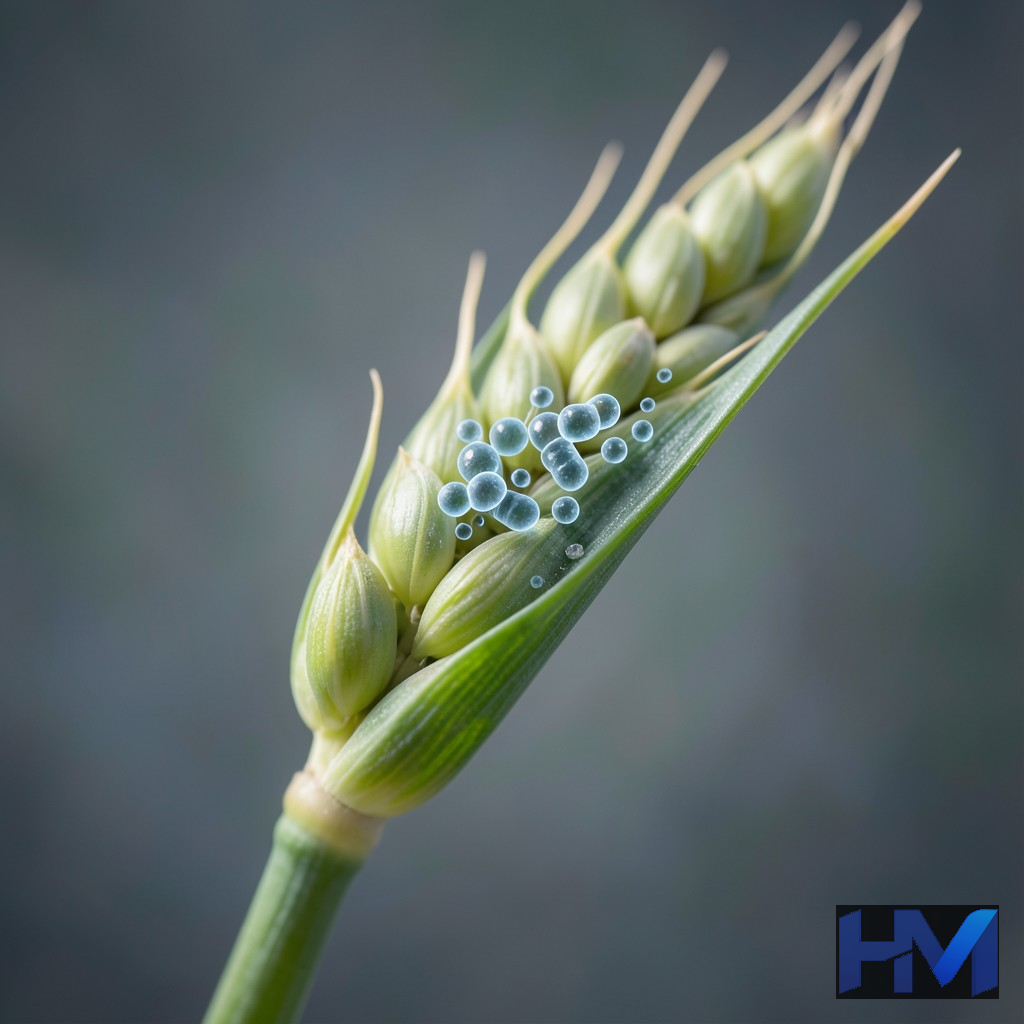 تصویر میکروسکوپی باکتری E. coli روی سطح جوانه گندم