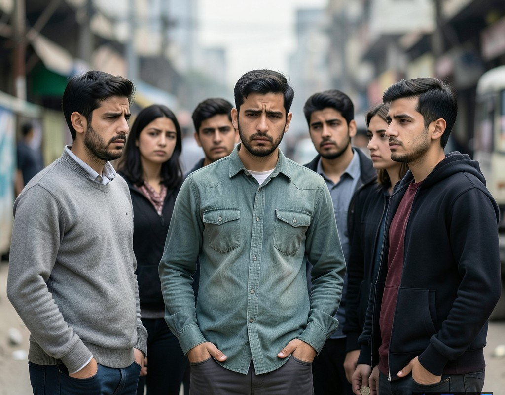 تصویری مفهومی از جوانان ایرانی که نماد مشکلات معیشتی و بیکاری هستند.