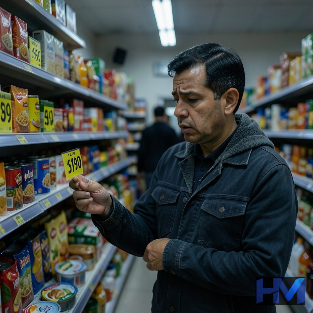 مشتری نگران در فروشگاه مواد غذایی با قیمت‌های بالا در ایران