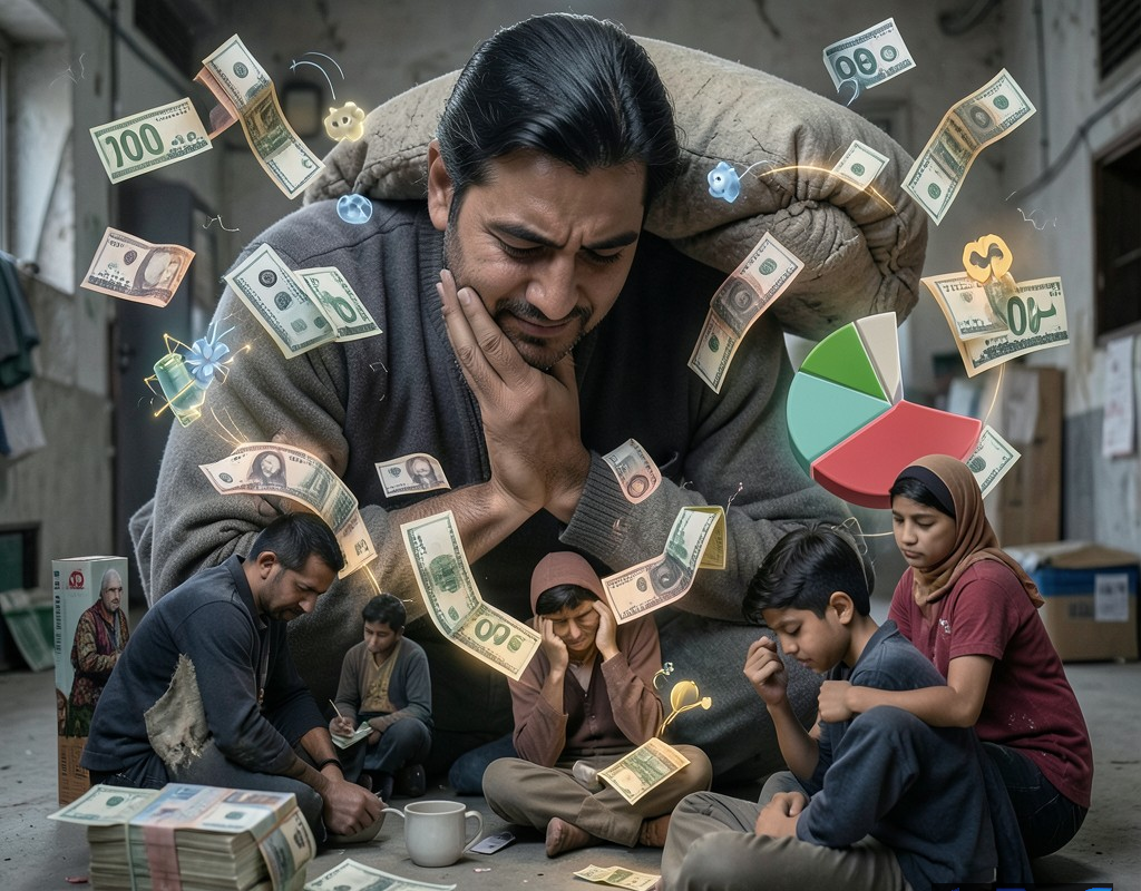 تصویری مفهومی از فشار اقتصادی و تورم بالا بر خانوارهای ایرانی