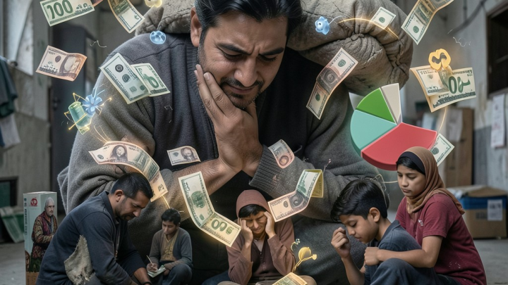 تصویری مفهومی از فشار اقتصادی و تورم بالا بر خانوارهای ایرانی