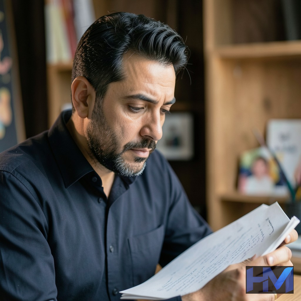 پرترهای فوتورئال از مازیار میری، کارگردان نمایش "Trust Me!!!" در حال تفکر