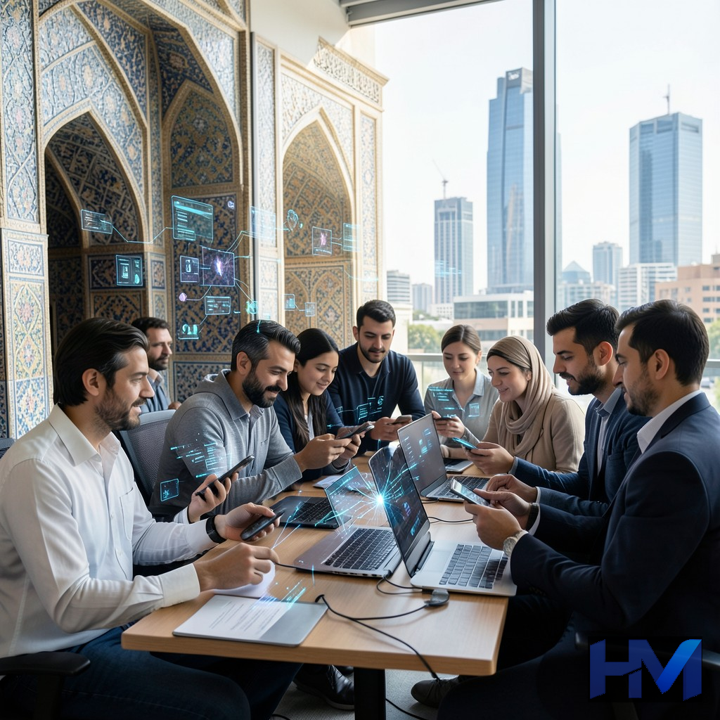 تصویری مفهومی از کاربران ایرانی در حال تعامل با بازار کریپتو