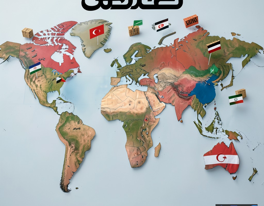 نقشه مفهومی کشورهای همسایه ایران با نمادهای سیاسی
