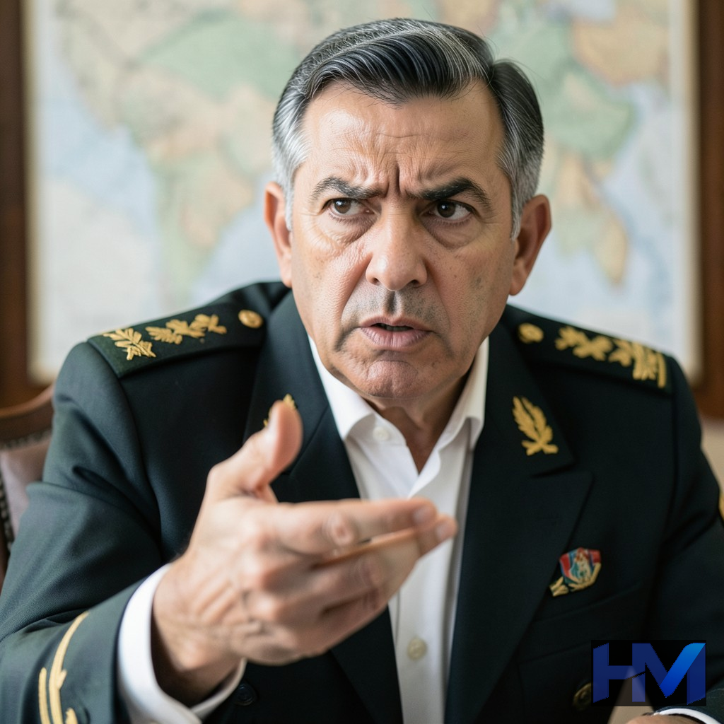 تصویری مفهومی از یک مقام نظامی بلندپایه در حال صدور هشدار جدی