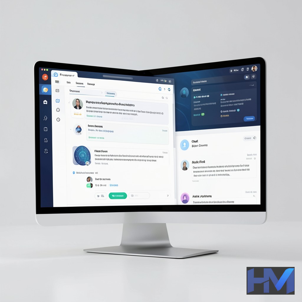 تصویری مفهومی از رابط کاربری یک برنامه دسکتاپ مدرن با قابلیت‌های هوش مصنوعی یکپارچه