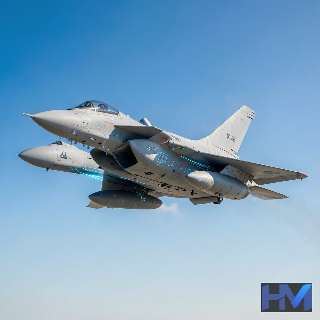 جنگنده X-62A VISTA (نسخه اصلاحشده F-16D) در حال انجام مانور هوایی پیشرفته.