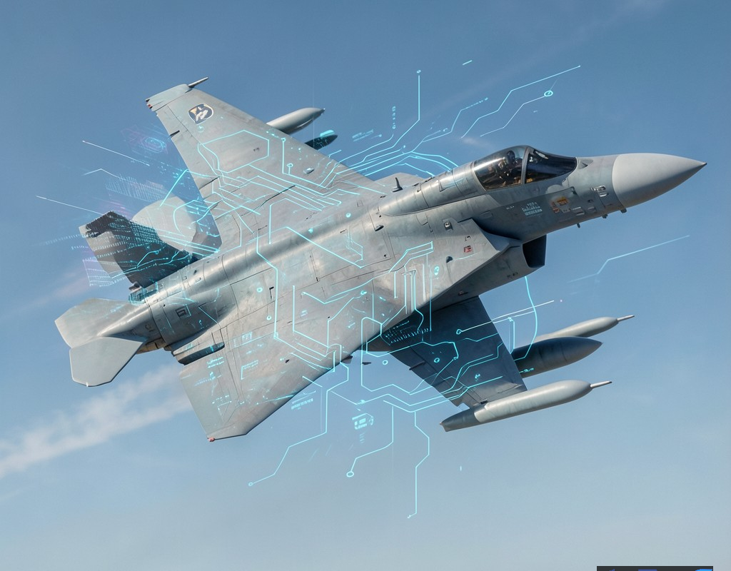جنگنده F-16 در حال پرواز با کنترل هوش مصنوعی در آسمان