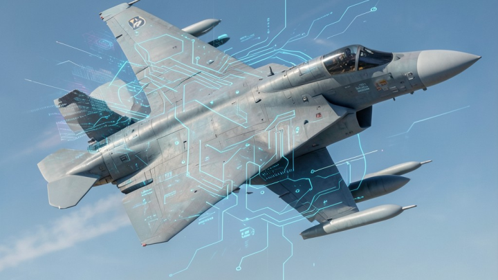 جنگنده F-16 در حال پرواز با کنترل هوش مصنوعی در آسمان