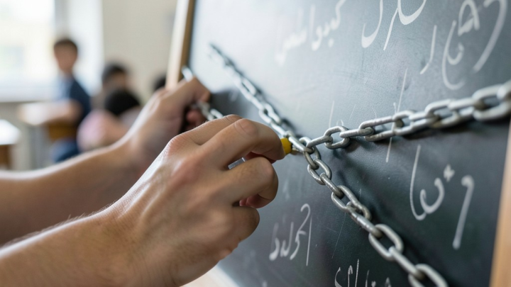 نمادی از محدودیت‌ها و چالش‌های پیش روی معلمان در ایران