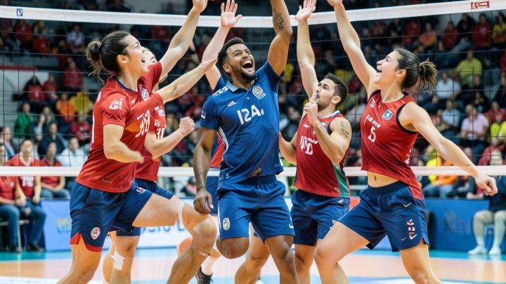 جشن پیروزی بازیکنان تیم ملی والیبال نوجوانان ایران در مسابقات قهرمانی جهان U17