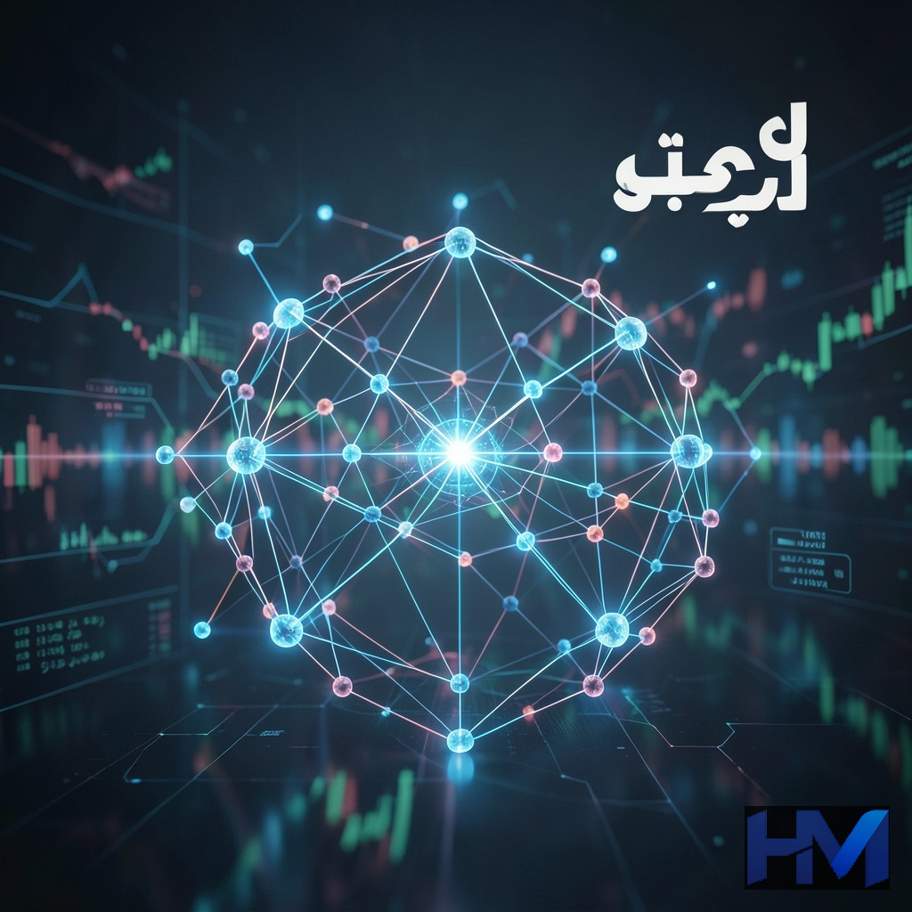 نمایش انتزاعی از یک مدل پیشبینی با گرهها و خطوط متصل، نمادی از پردازش داده و پیشبینی آینده