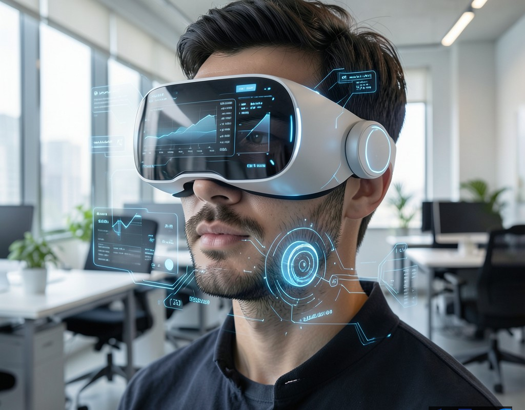 هدست واقعیت ترکیبی اپل ویژن پرو 2 در محیط کاری مدرن