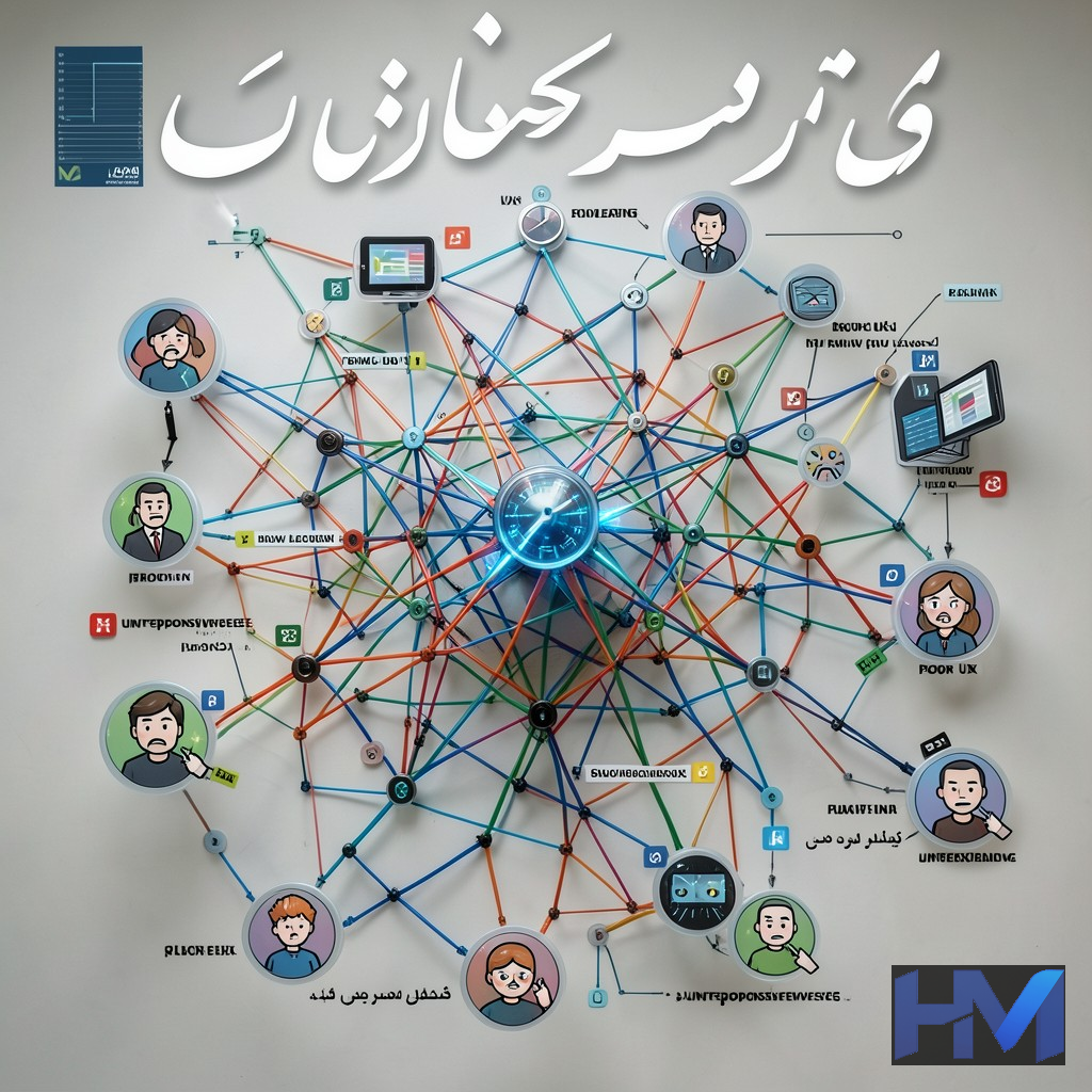 نمادی از چالش‌های متعدد در طراحی سایت از جمله سرعت پایین و تجربه کاربری ضعیف.