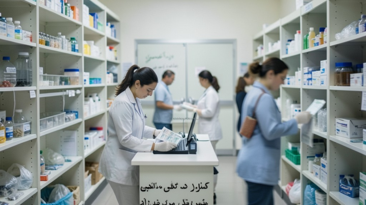 تصویری مفهومی از چالش‌های نظام سلامت ایران شامل کمبود دارو و گرانی درمان