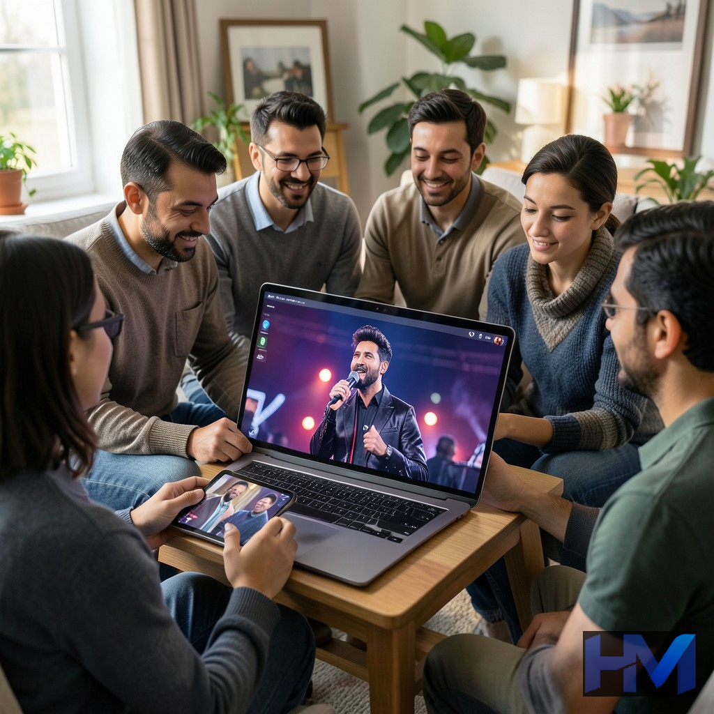 مخاطبان جهانی در حال تماشای کنسرت آنلاین یک خواننده پاپ ایرانی از طریق دستگاههای مختلف
